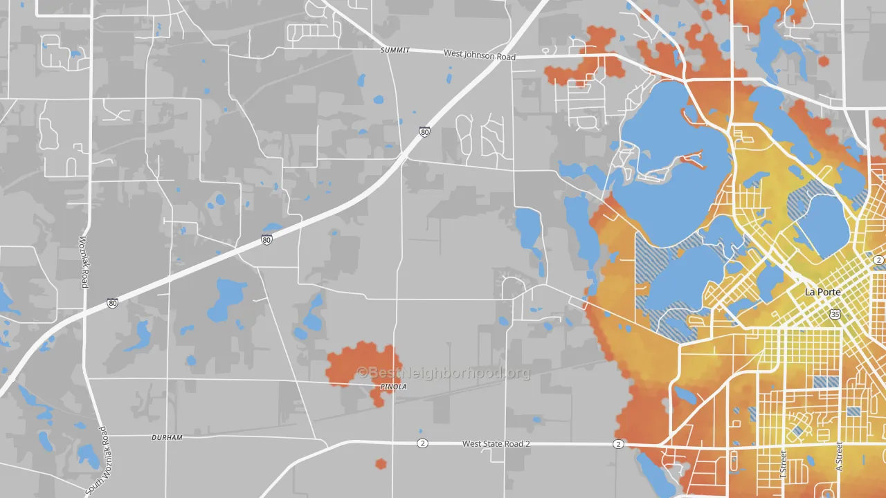 Bike Grade map of Pinola, IN