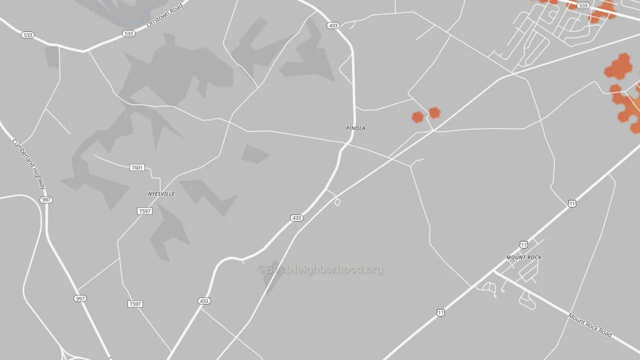 Bike Grade map of Pinola, PA