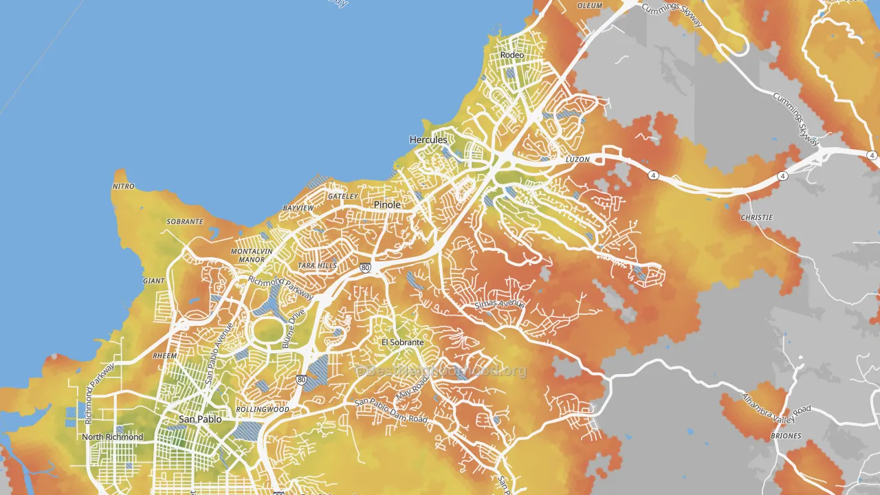 Bike Grade map of Pinole, CA