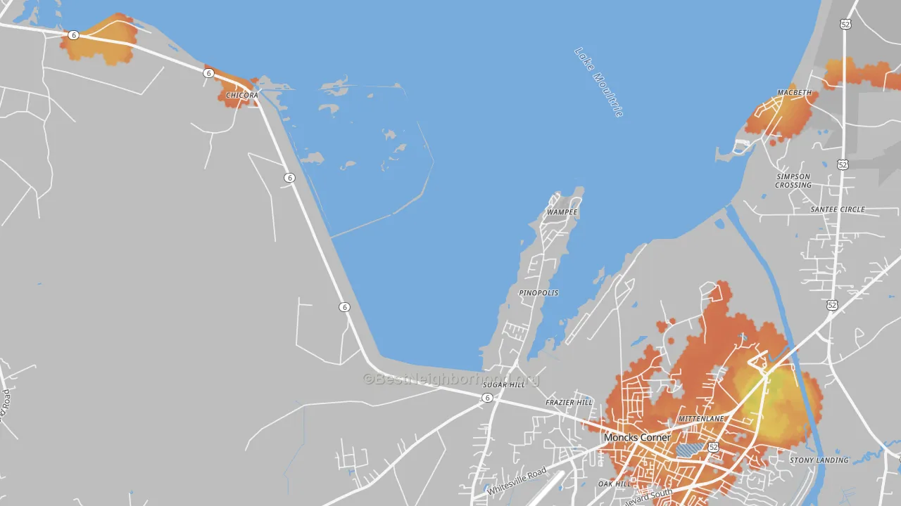 Bike Grade map of Pinopolis, SC