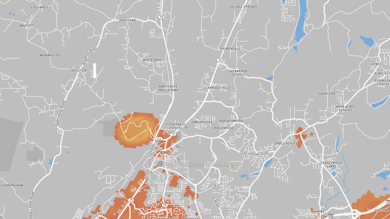 Bike Grade map of Pinson, AL