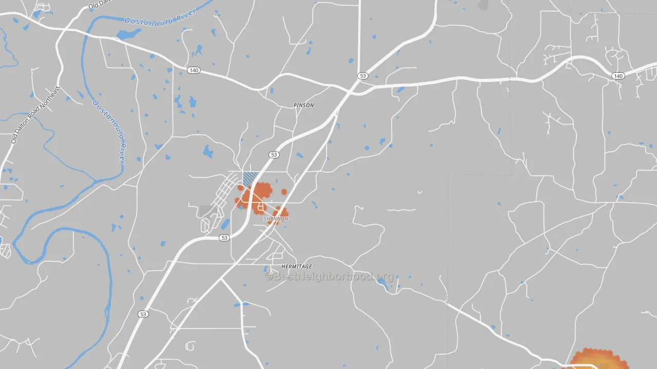 Bike Grade map of Pinson, GA