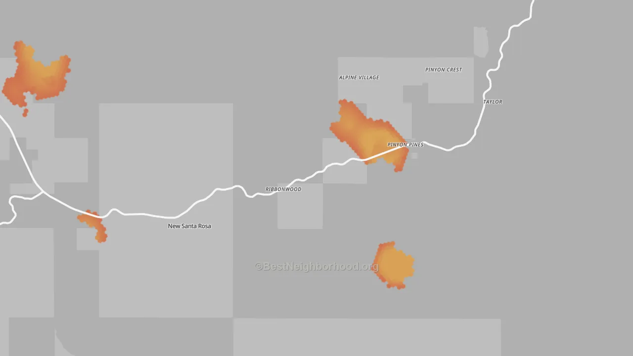 Bike Grade map of Pinyon Pines, CA