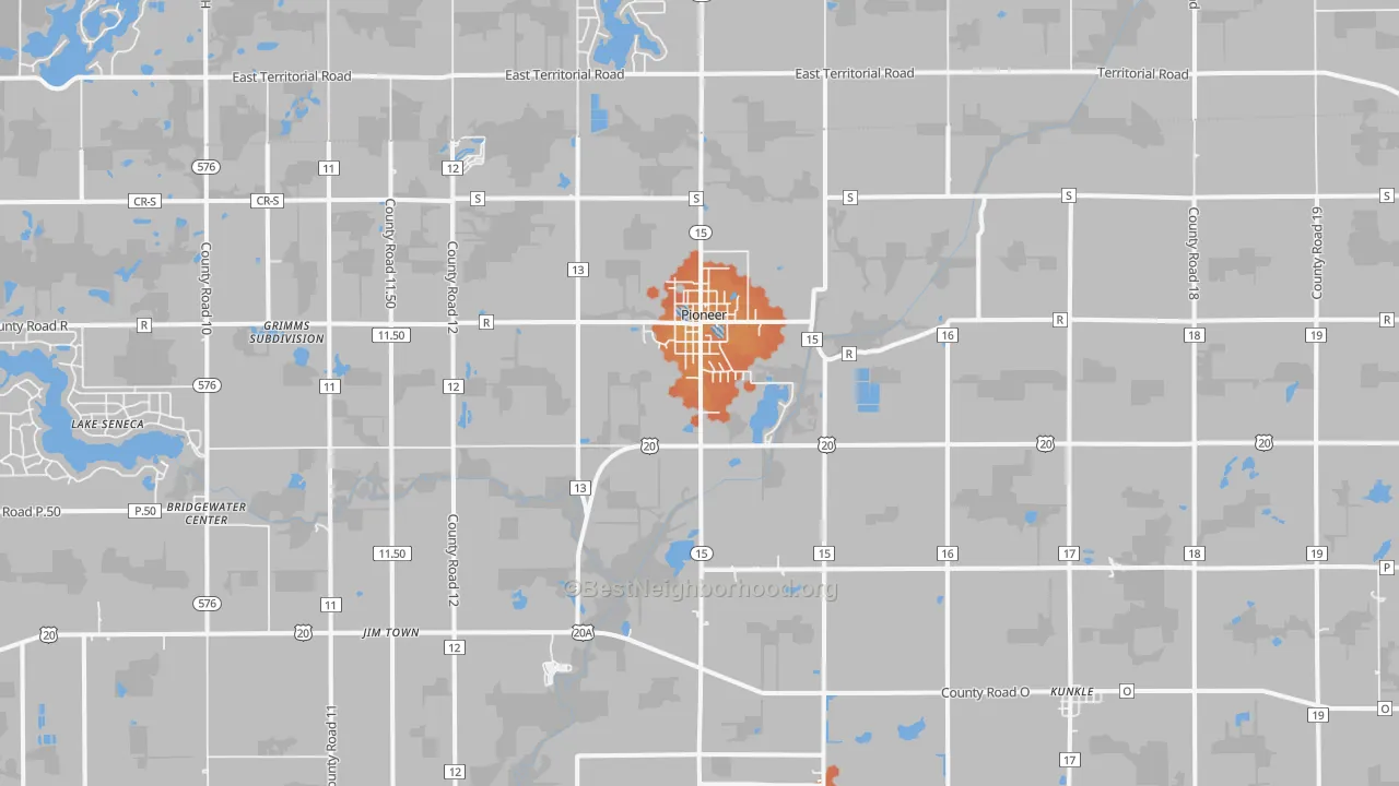 Bike Grade map of Pioneer, OH