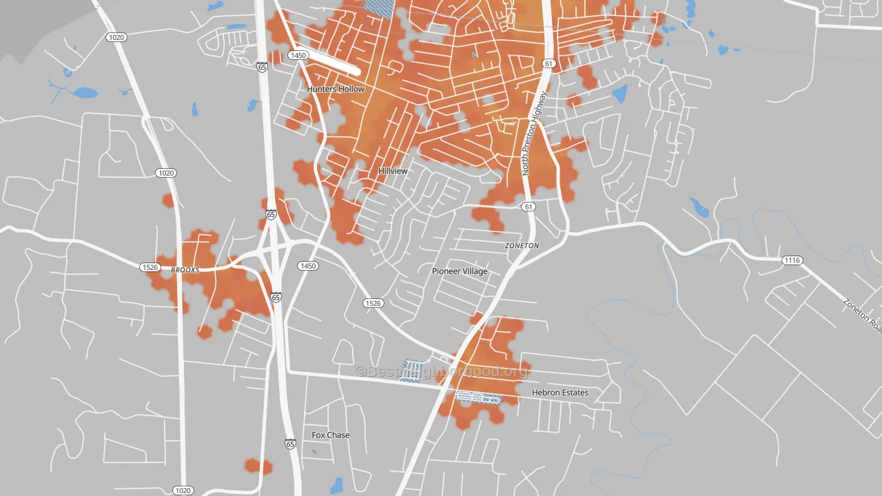 Bike Grade map of Pioneer Village, KY