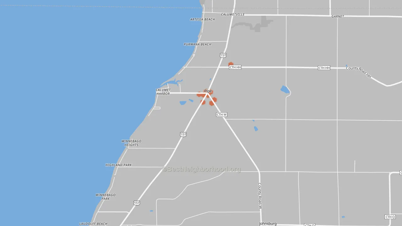 Bike Grade map of Pipe, WI