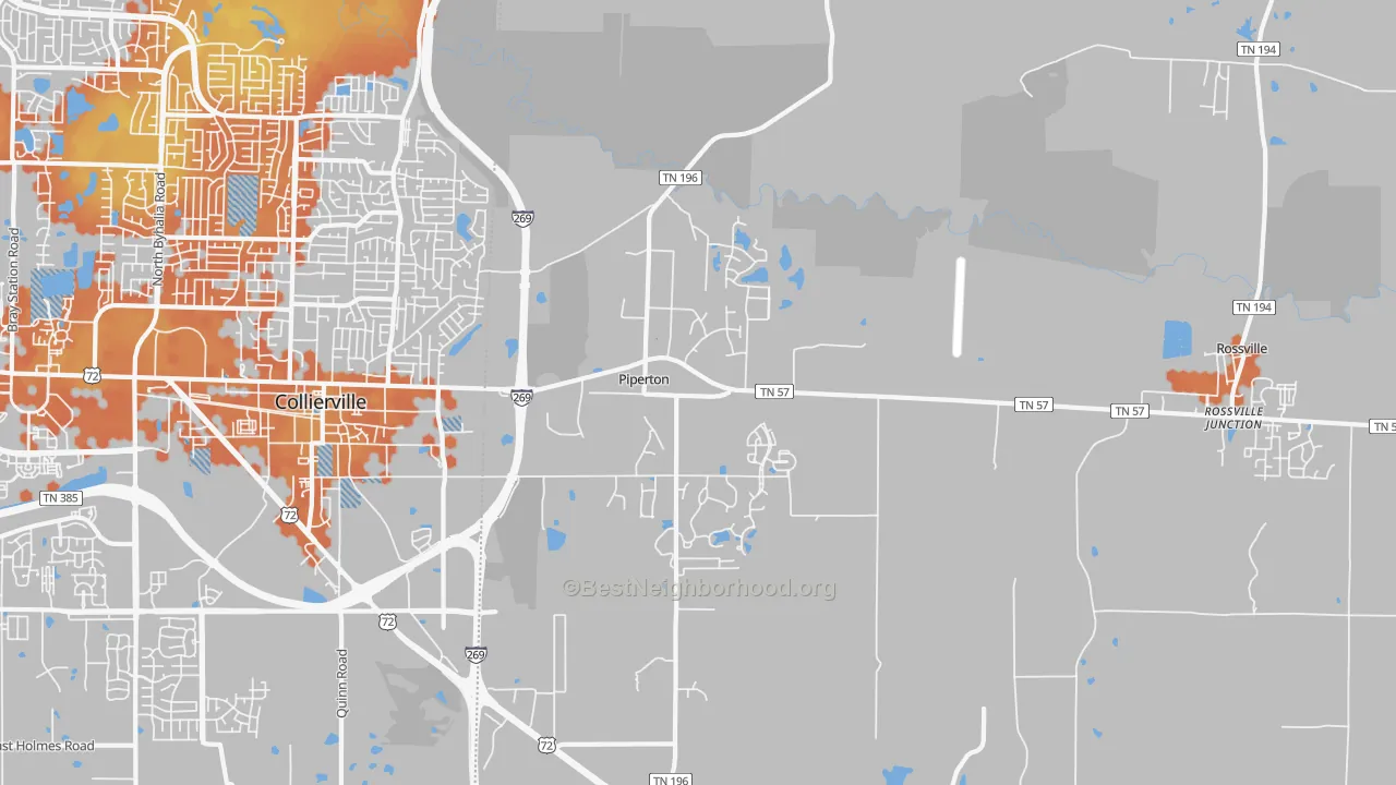 Bike Grade map of Piperton, TN