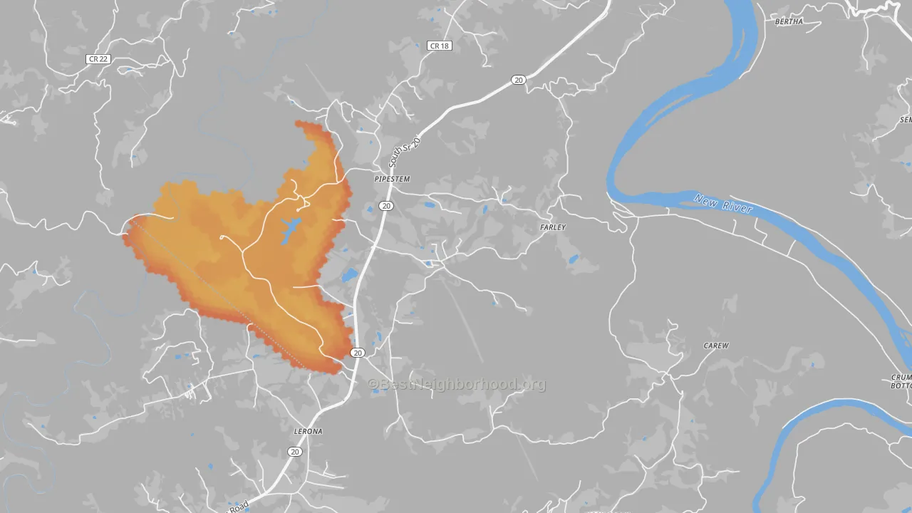 Bike Grade map of Pipestem, WV