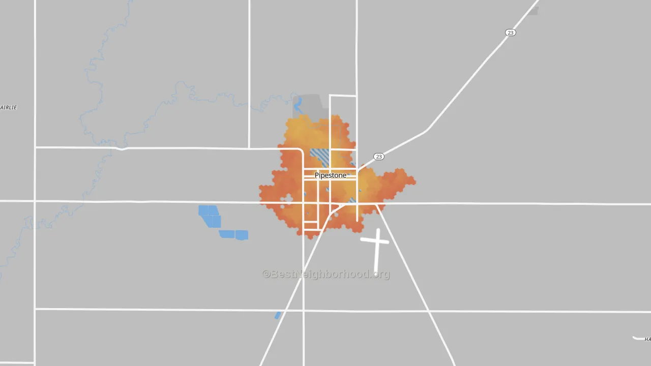 Bike Grade map of Pipestone, MN