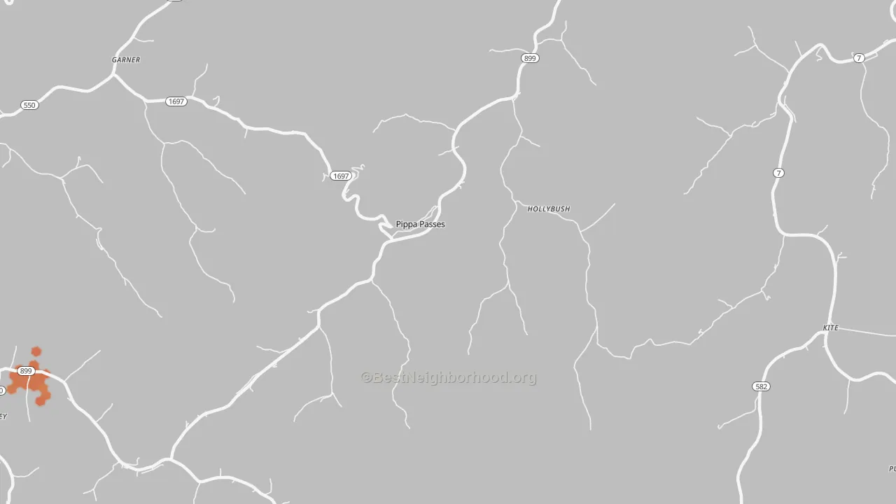 Bike Grade map of Pippa Passes, KY