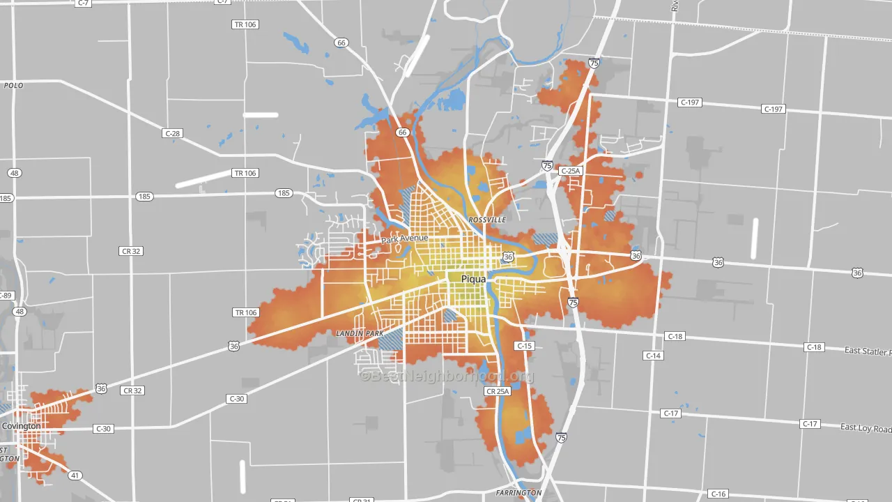 Bike Grade map of Piqua, OH