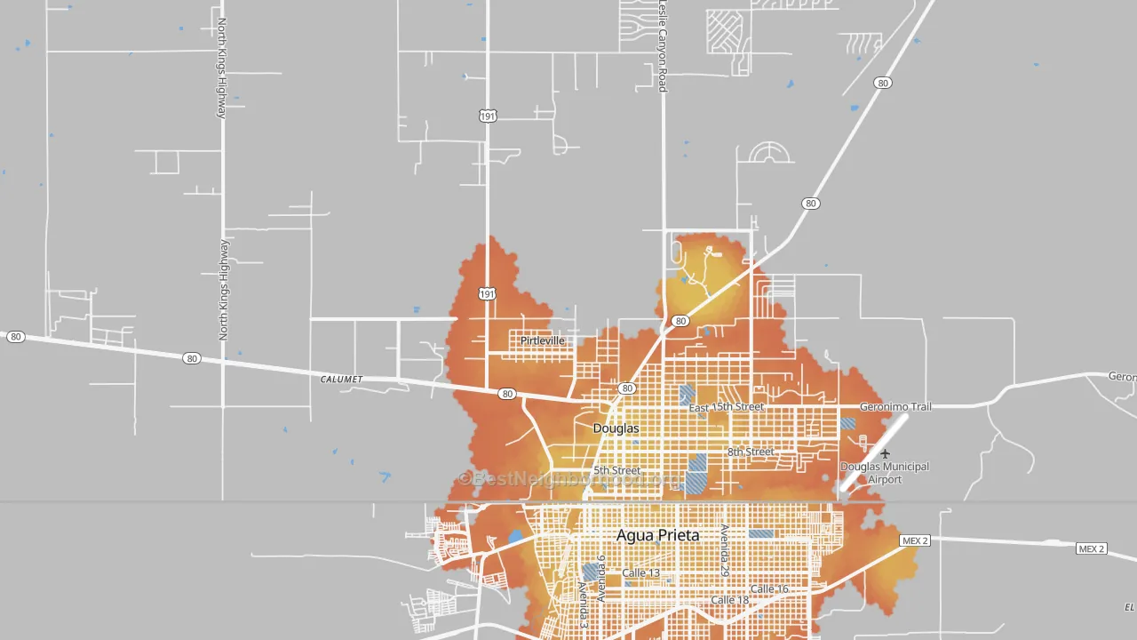 Bike Grade map of Pirtleville, AZ