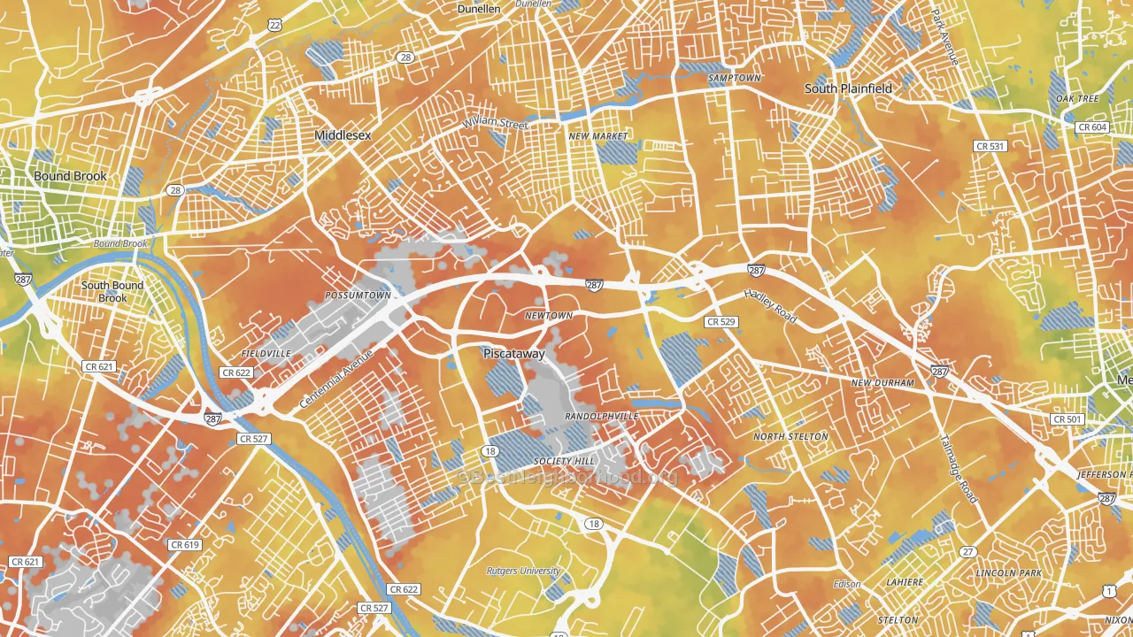 Bike Grade map of Piscataway, NJ