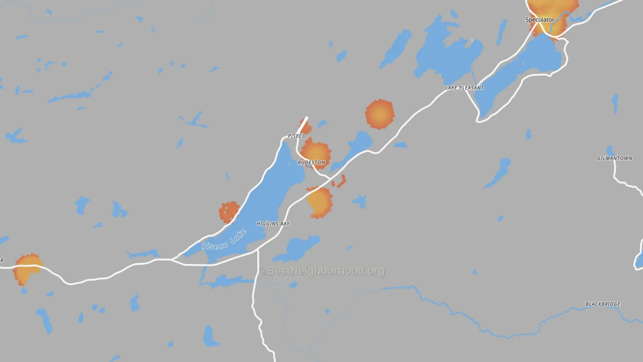 Bike Grade map of Piseco, NY