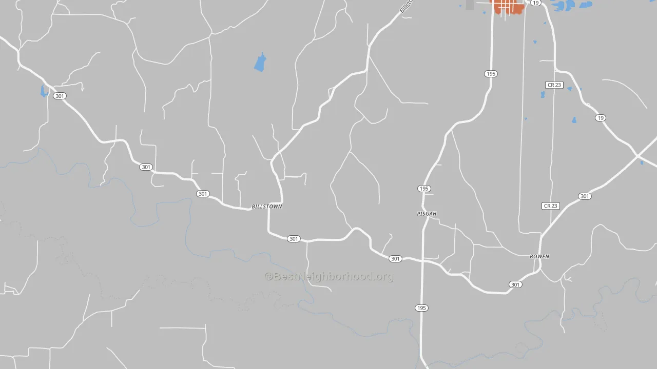 Bike Grade map of Pisgah, AR