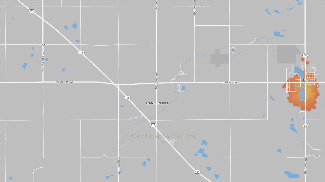 Bike Grade map of Pisgah Heights, MI
