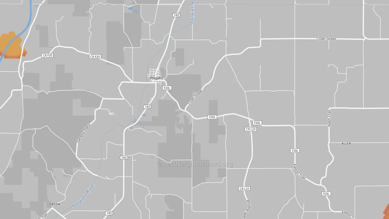 Bike Grade map of Pisgah, IA