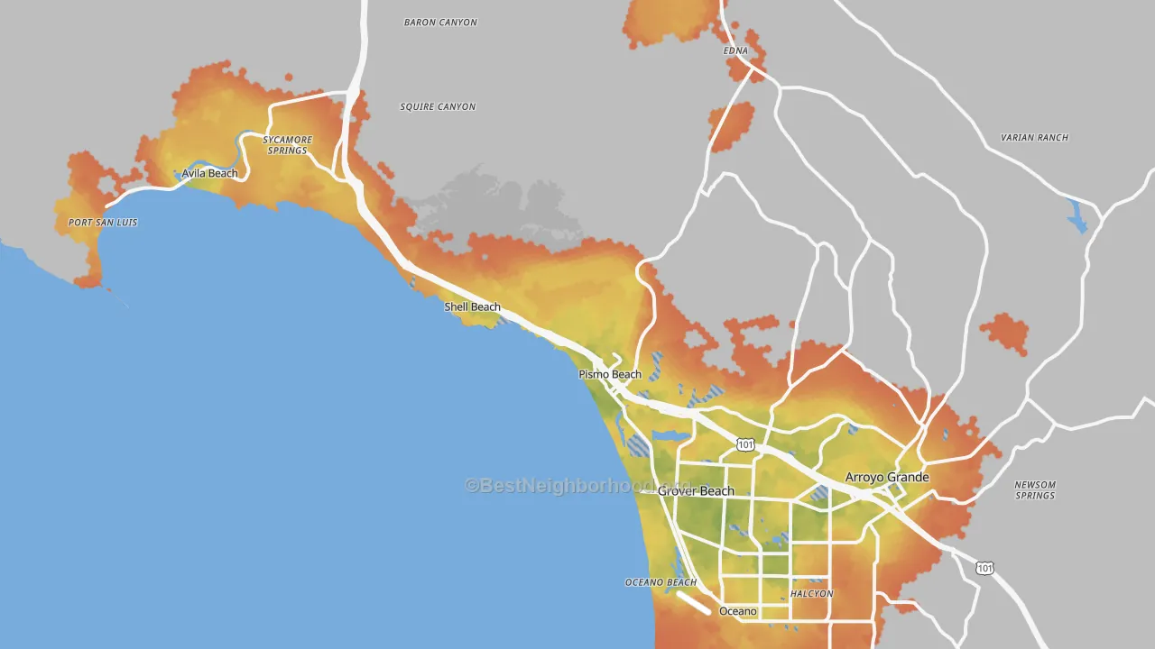 Bike Grade map of Pismo Beach, CA