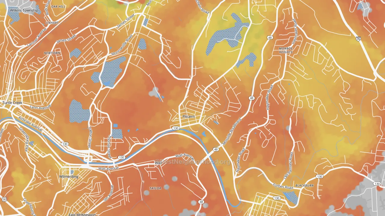 Bike Grade map of Pitcairn, PA