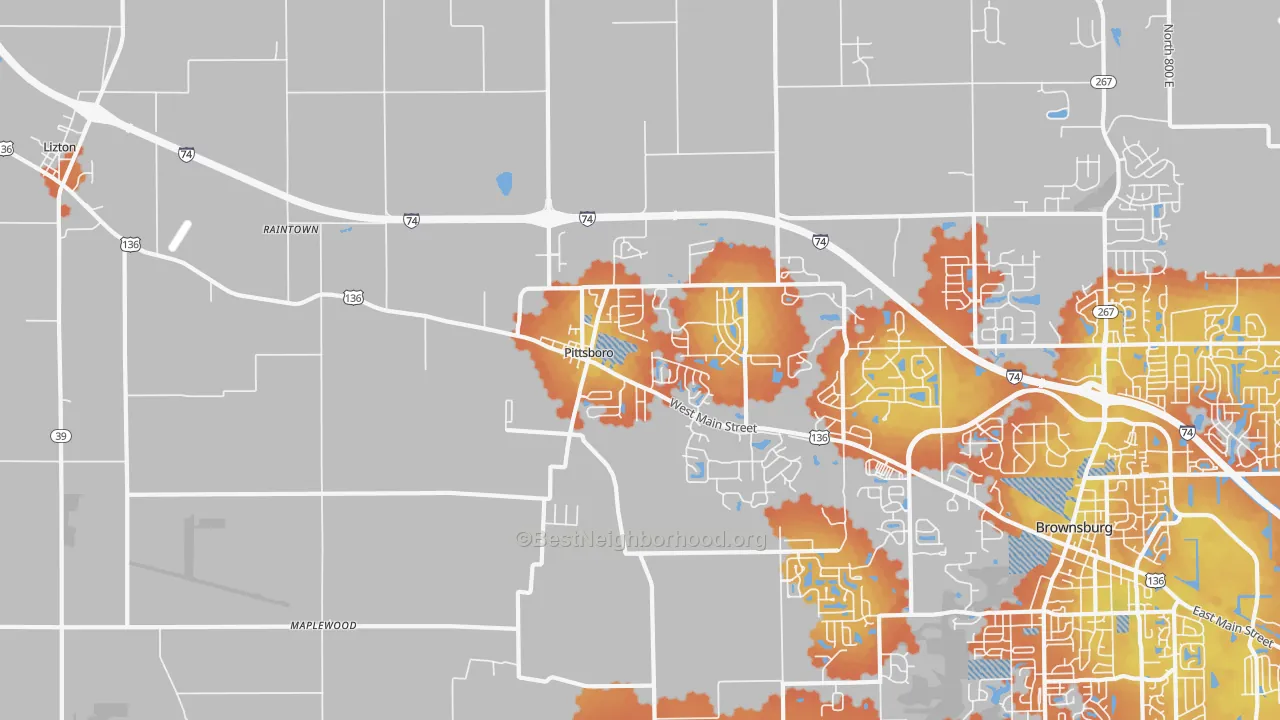Bike Grade map of Pittsboro, IN