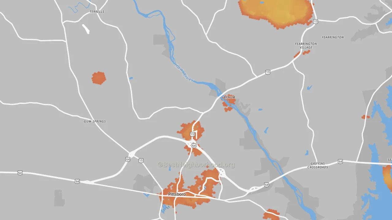 Bike Grade map of Pittsboro, NC