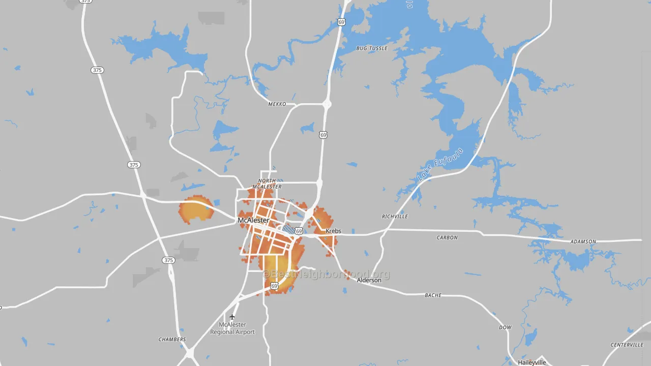 Bike Grade map of Pittsburg County, OK