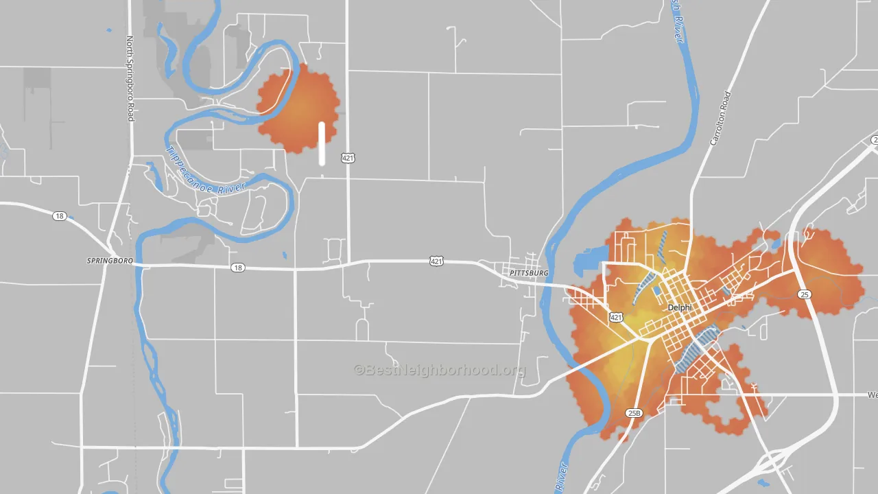 Bike Grade map of Pittsburg, IN
