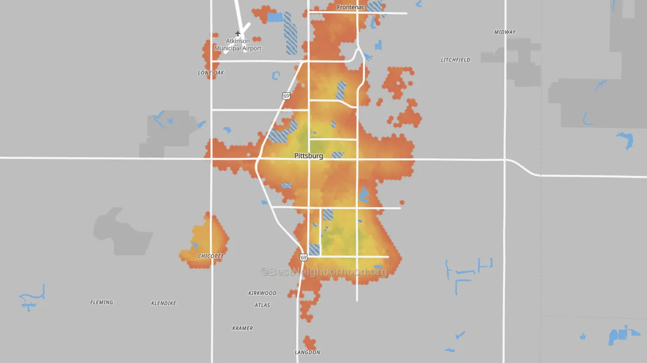 Bike Grade map of Pittsburg, KS