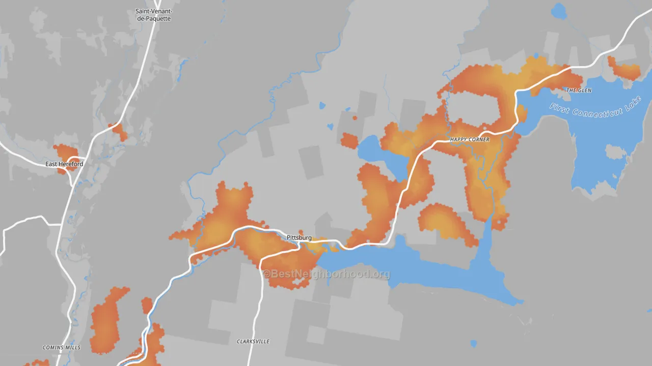 Bike Grade map of Pittsburg, NH