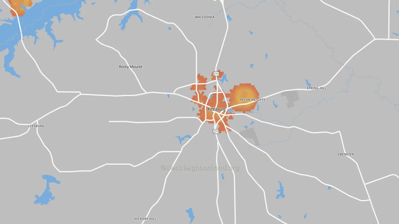 Bike Grade map of Pittsburg, TX