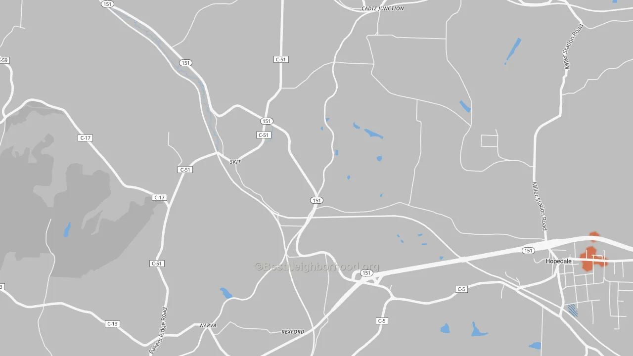 Bike Grade map of Pittsburgh Junction, OH