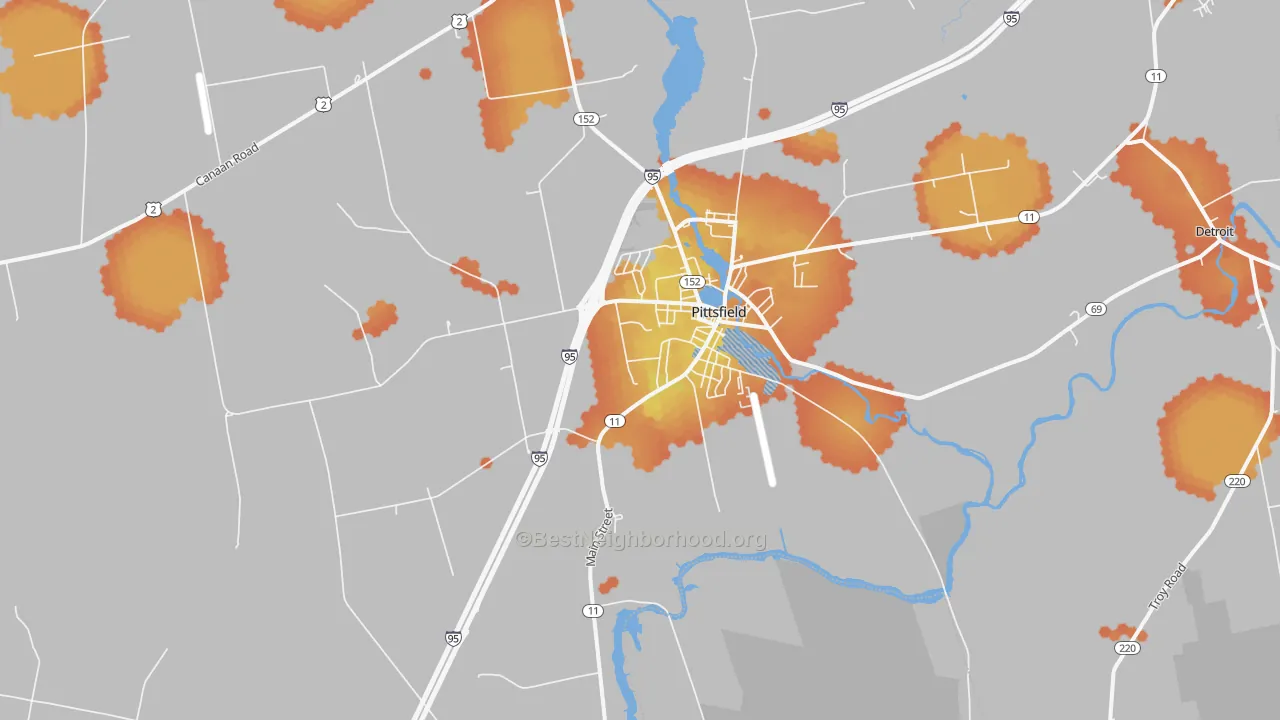 Bike Grade map of Pittsfield, ME