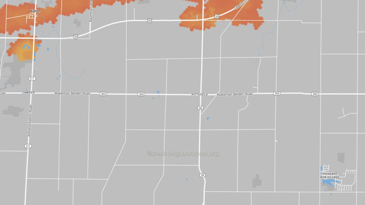 Bike Grade map of Pittsfield, OH