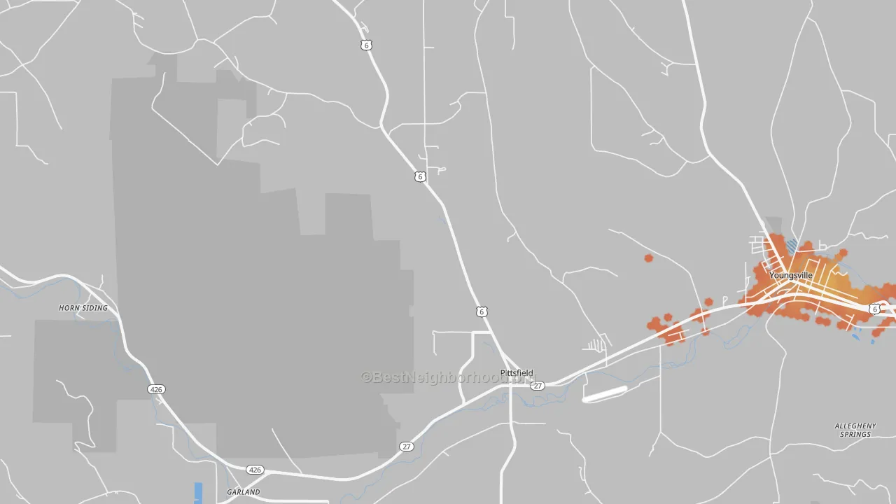 Bike Grade map of Pittsfield, PA