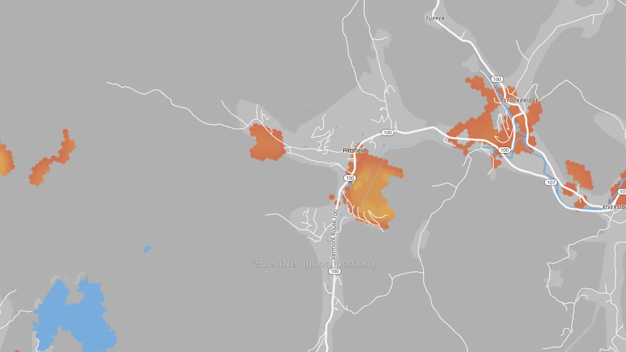 Bike Grade map of Pittsfield, VT