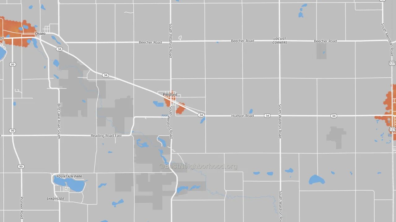 Bike Grade map of Pittsford, MI
