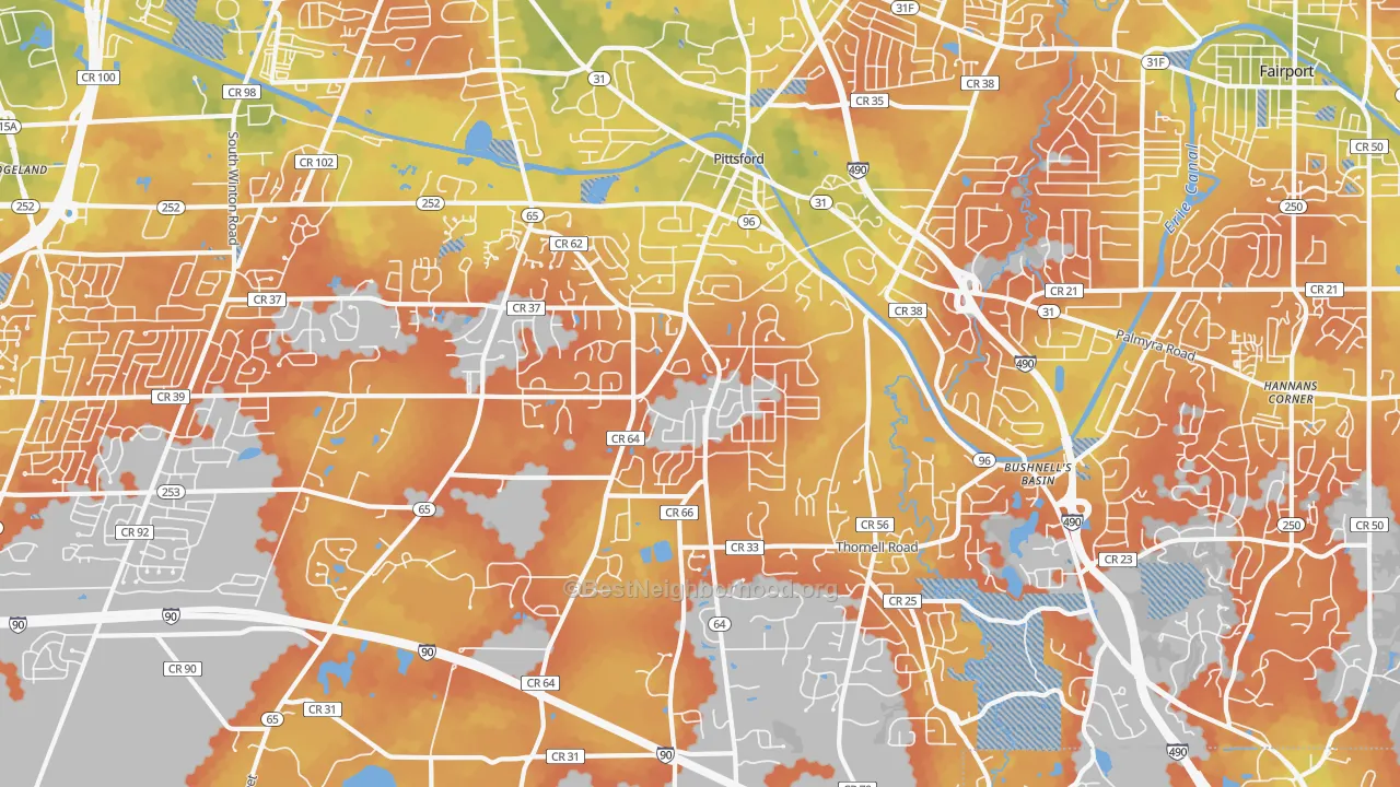 Bike Grade map of Pittsford, NY
