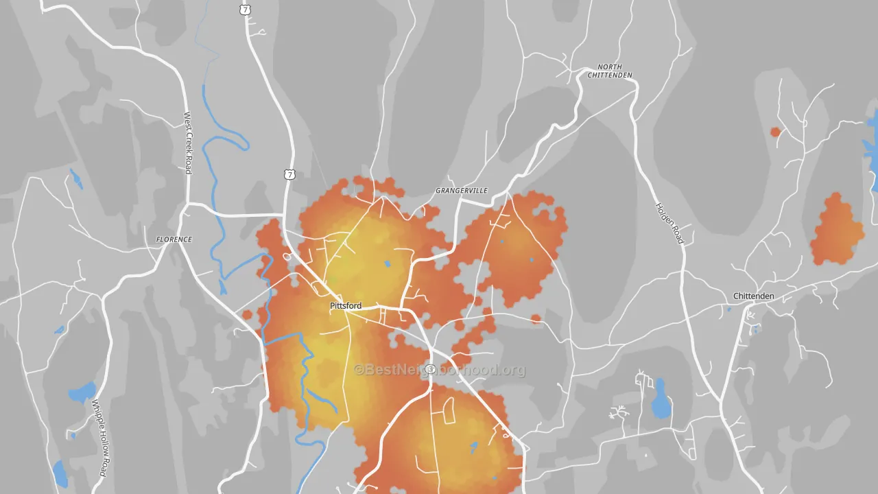 Bike Grade map of Pittsford, VT
