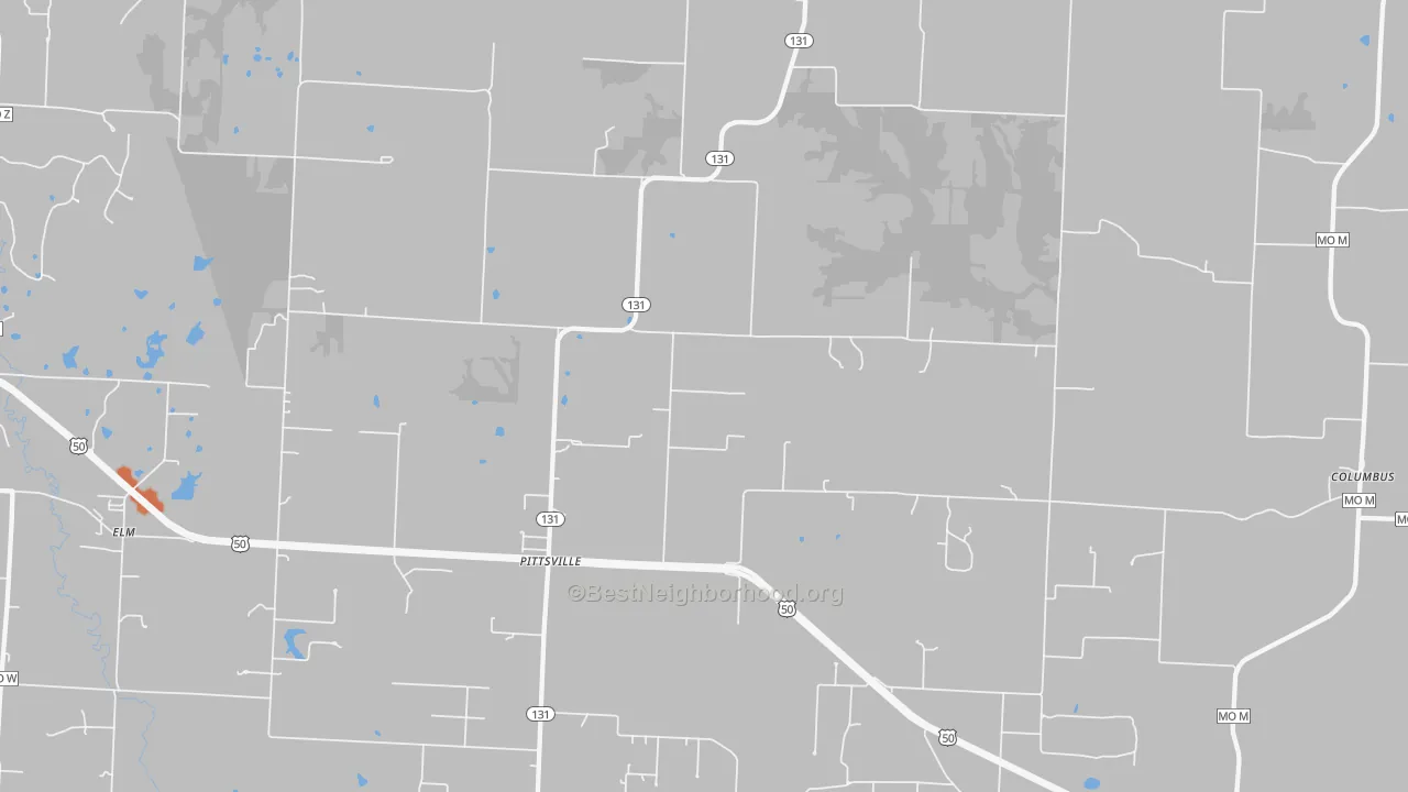 Bike Grade map of Pittsville, MO