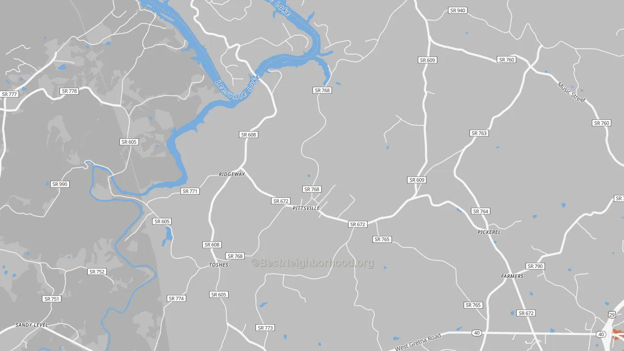 Bike Grade map of Pittsville, VA