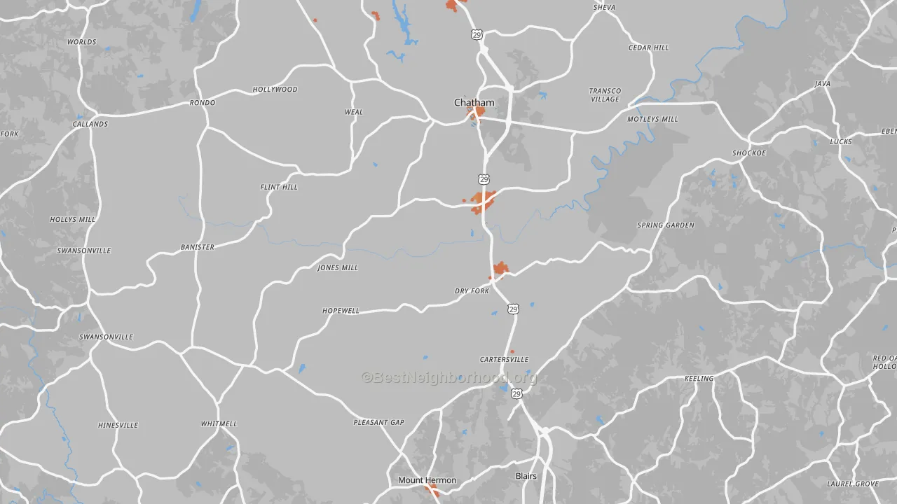Bike Grade map of Pittsylvania County, VA