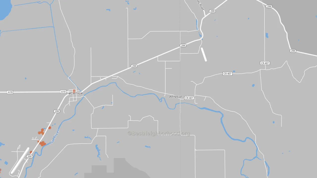 Bike Grade map of Pittville, CA