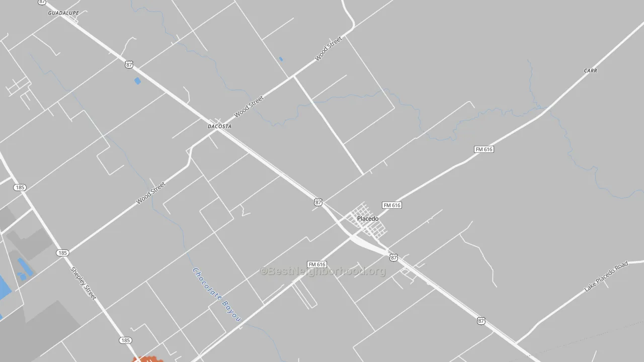 Bike Grade map of Placedo, TX