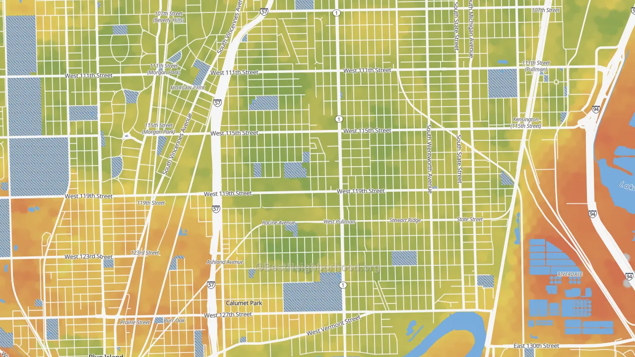 Bike Grade map of Placerdale, Chicago, IL