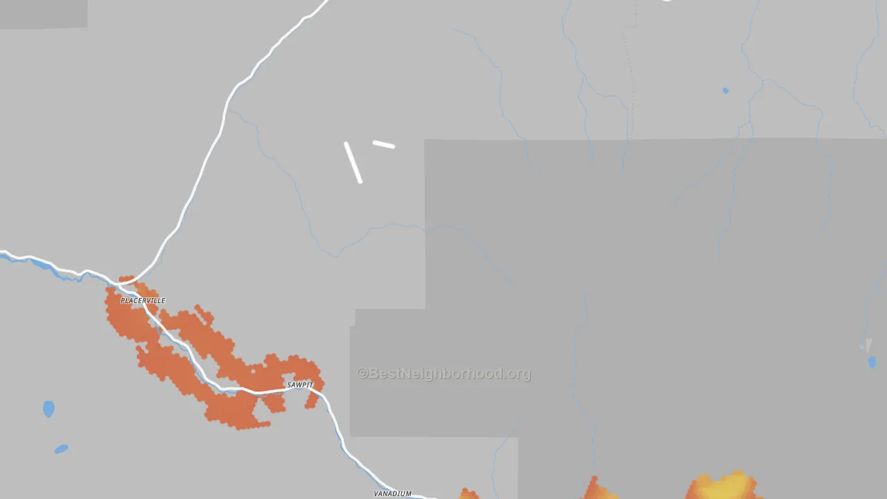 Bike Grade map of Placerville, CO