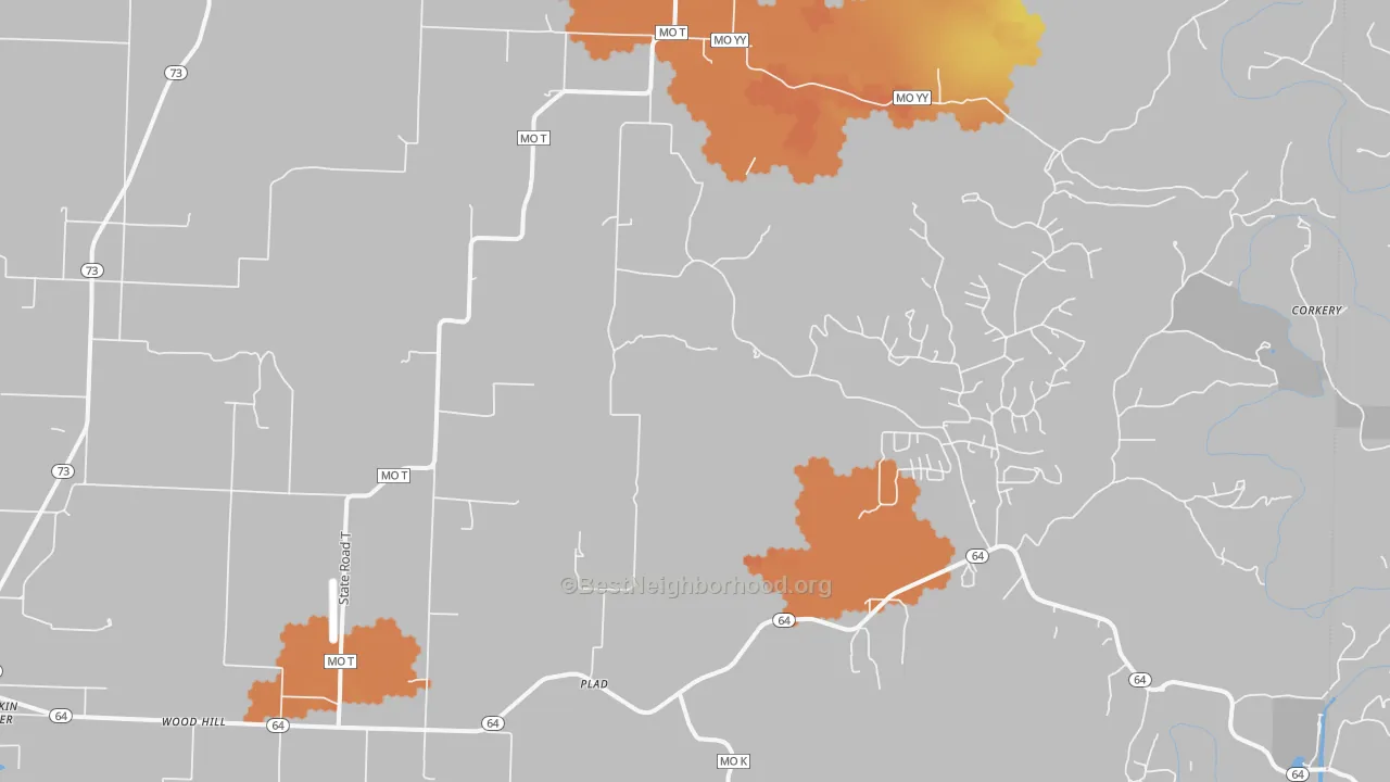 Bike Grade map of Plad, MO
