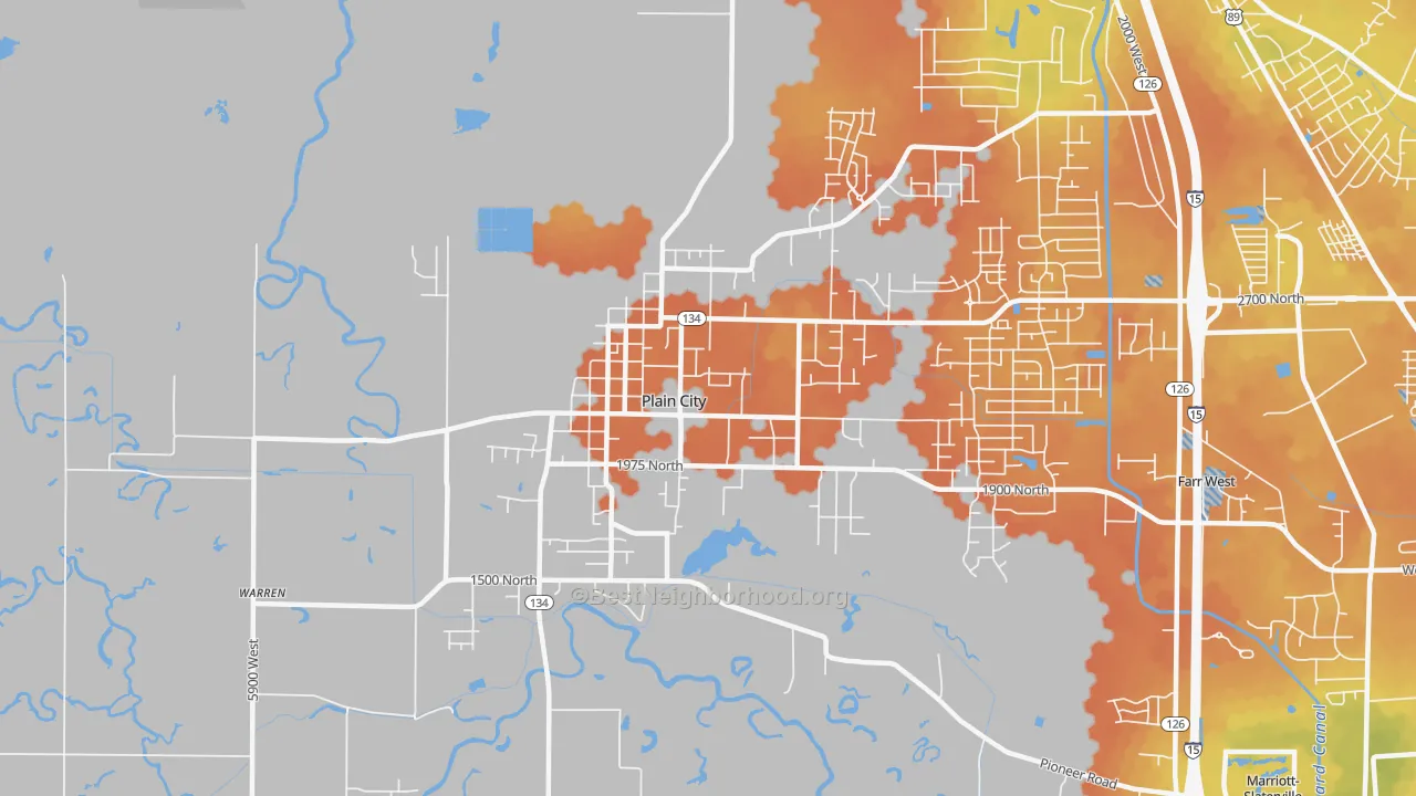Bike Grade map of Plain City, UT