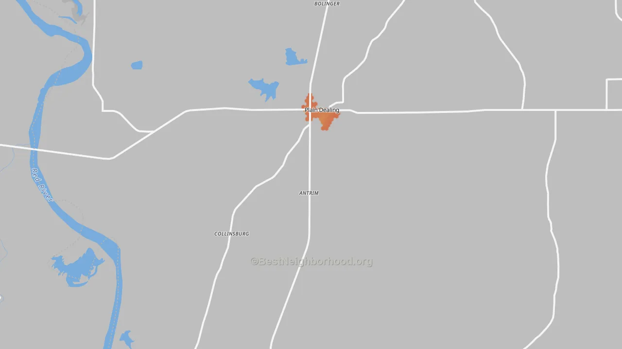 Bike Grade map of Plain Dealing, LA