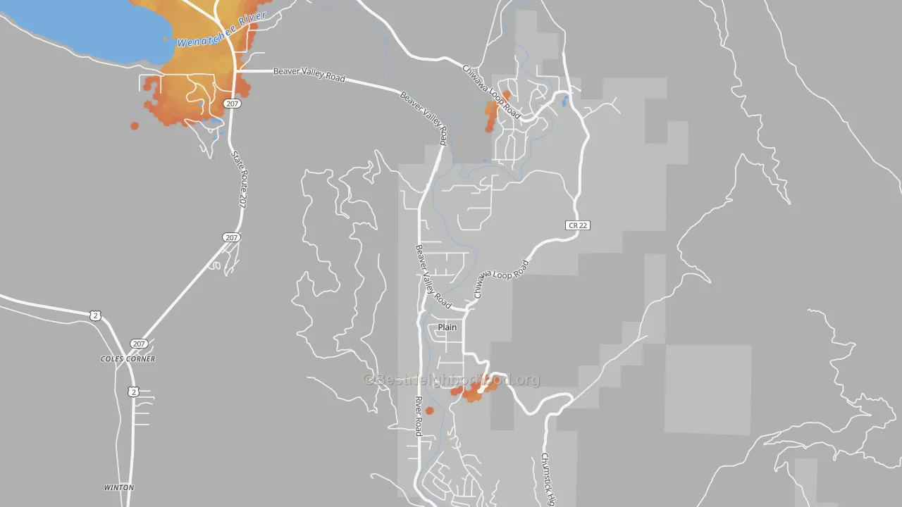 Bike Grade map of Plain, WA