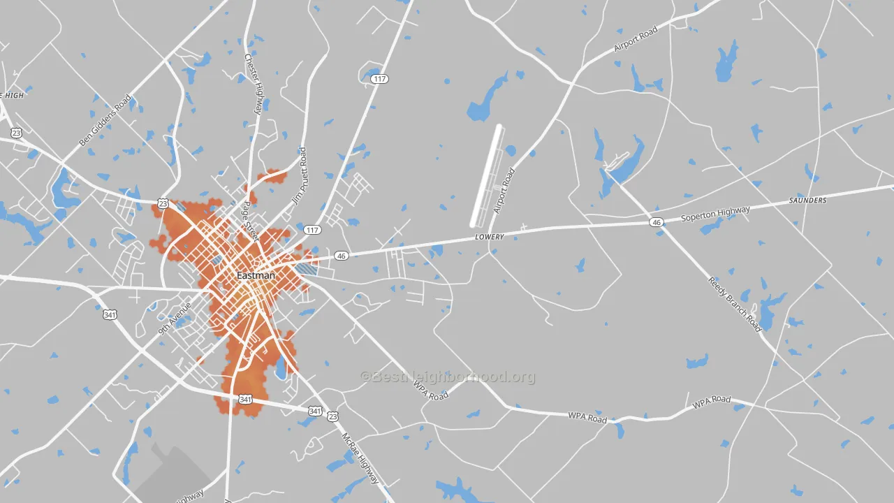 Bike Grade map of Plainfield, GA